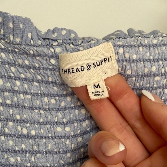 Thread & Supply Periwinkle Dot Print Cropped Tank | M - Picture 5 of 5